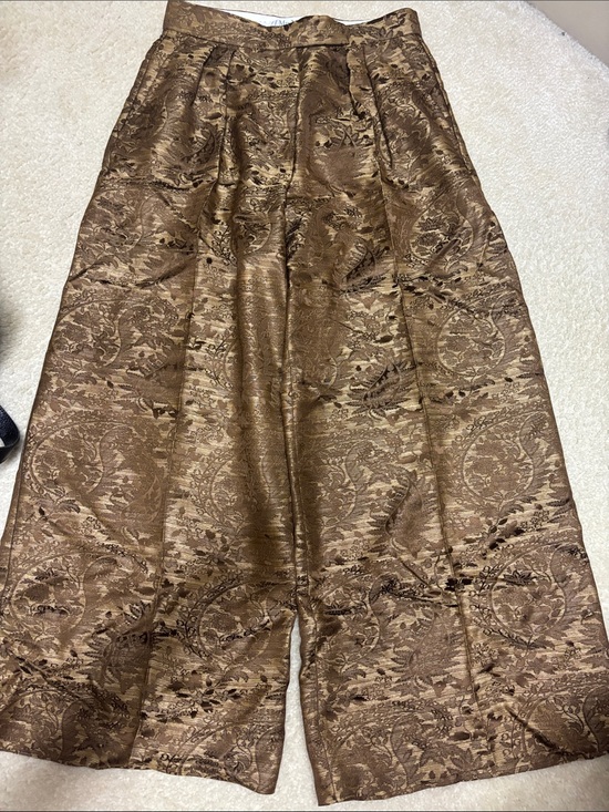 MaxMara Pants - MaxMara Metallic Brown Brocade Trousers